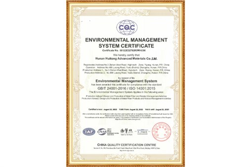 ISO14001-2015 Environment Management System Certificate